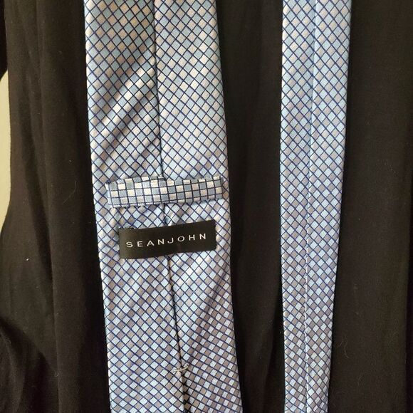 Sean John Blue & White Checkered Silk Tie - Picture 5 of 5